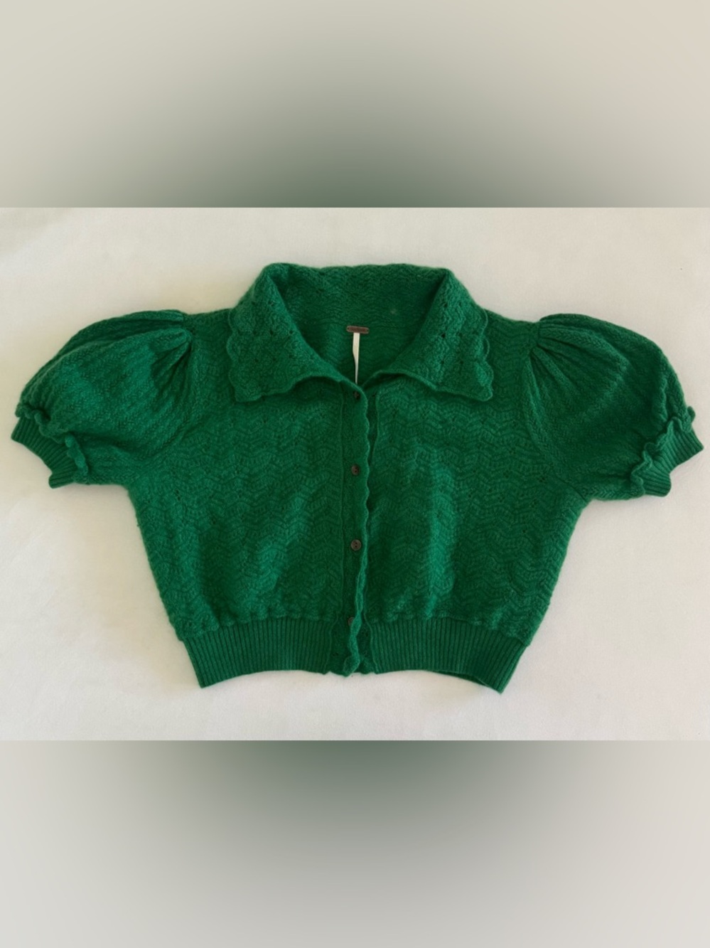 Gorgeous Free People cashmere top size medium.  Fantastic shade of green!  EUC